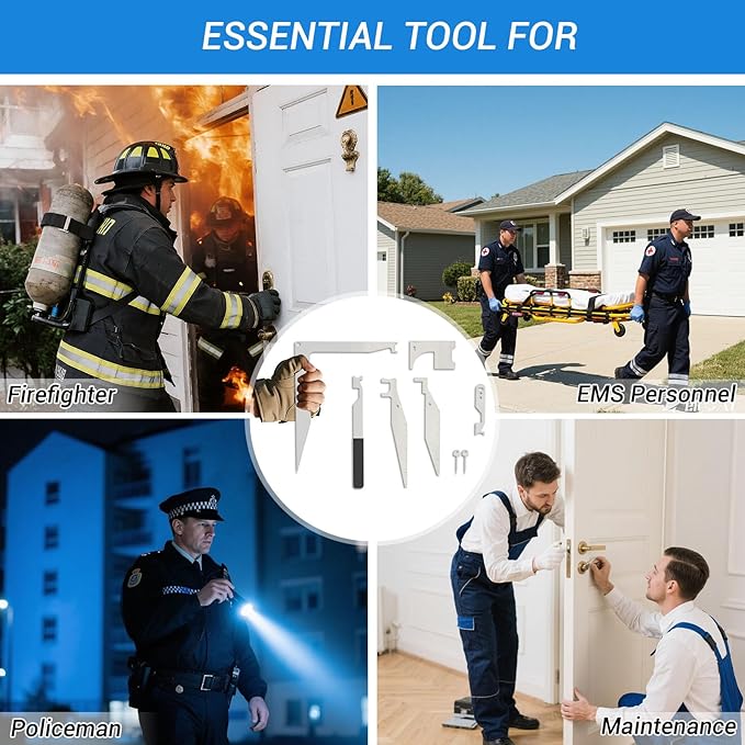 8PCS Upgraded Firefighter Tools Multipurpose Kit,Multi-function Leverage Tool,Multitools Pry Tool Set,First Aid EMS Firefighter Tools,Spring Steel,Rugged&Durable,Portable