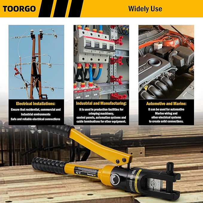 Cable Lug Crimping Tool, 8 AWG to 250 MCM Hydraulic Plier, 12 Ton Hand Crimping Tool for Wires, Terminal, Lug, Crimping Tool Kit with 8 Dies