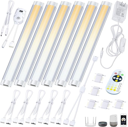 Smart Under Cabinet Lighting with Motion Sensor, Alexa Google Compatible Under Cabinet Lights, Wireless Remote Plug in Control Under Counter Light System