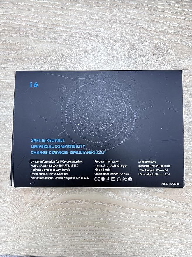 USB Charging Station, Ziwodiv 8-Port 60W/12A Charger Station, Multi Ports USB-A Charging Hub with LED Display, Compact Desktop Charger for Multiple Devices, iPhone iPad Samsung Android and Tablet