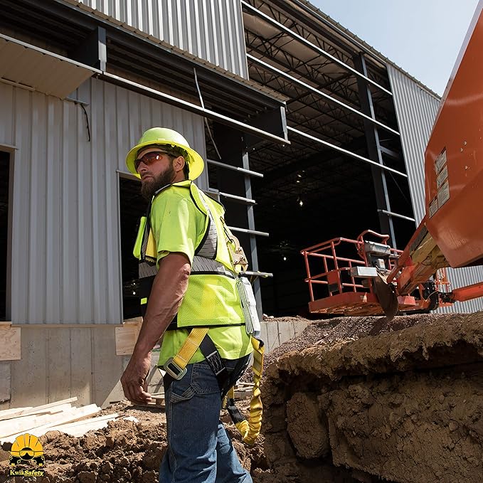 KwikSafety - Fall Protection Safety Harness - Construction & Roofing Fall Arrest Safety Harnesses - ANSI OSHA Compliant