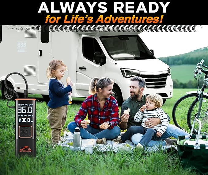 RoofPax Car Tire Inflator Portable Air Compressor 150 PSI Battery Powered 3x Faster Portable Tire Inflator for Car with Digital Pressure Gauge Auto Air Pump