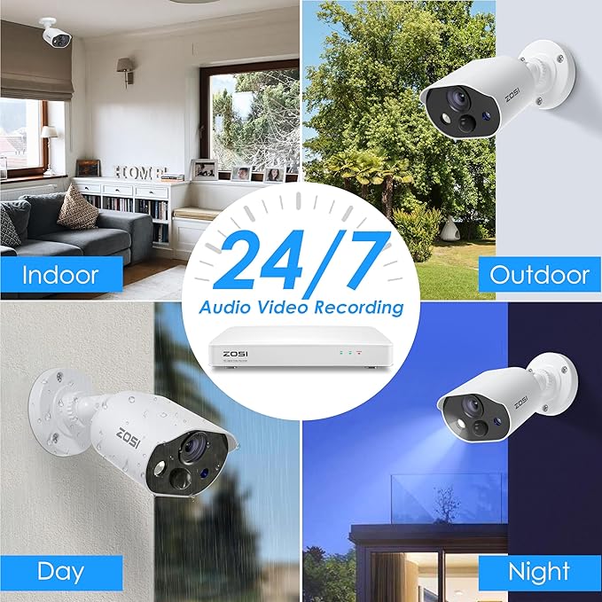 ZOSI 1080P HD-TVI Add On Camera, 2MP 1920TVL Indoor Outdoor Surveillance Home Security Camera with Audio, Night Vision, Smart Motion Detection, IP66 Weatherproof, Only Work 3K Lite CCTV DVR