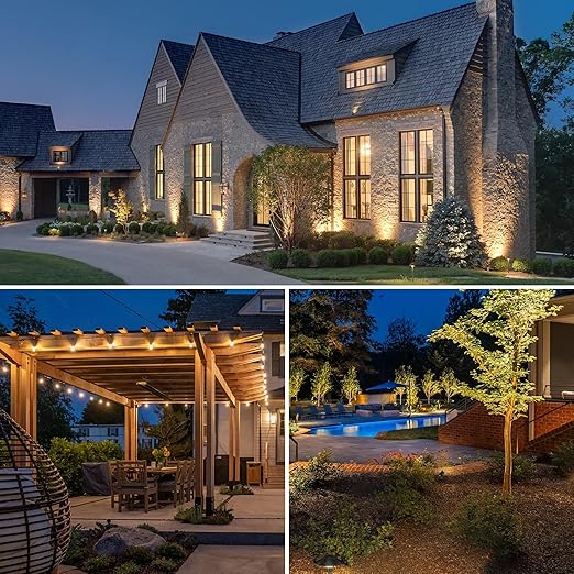 SUNVIE 300W Low Voltage Landscape Transformer with 2 Independent Control Output Landscape Lighting Transformer with Timer and Photocell Sensor 120V AC to 12/14V AC Weatherproof Low Voltage Transformer