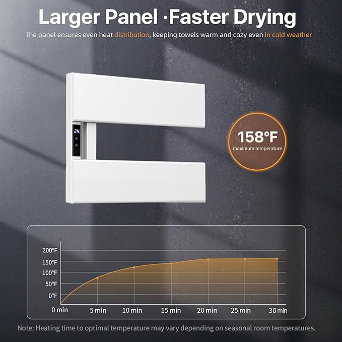 Electric Heated Towel Warmer Rack - Wall-Mounted with Timer & Temperature Control, Plug-in/Hardwired, Fast Heating, Smart Touch Panel
