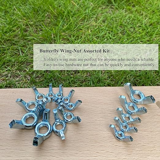 90 Pcs 5 Sizes 5/32",3/16",1/4",5/16",3/8" Wingnuts, Quality Carbon Steel Wing Nuts Zinc Plated Fasteners Parts Butterfly Nut, Hand Twist Tighten Hardware Nuts Butterfly Wing-Nut Assorted Kit