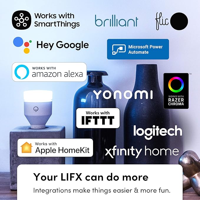 LIFX color, A19 1100 lumens, Wi-Fi Smart LED Light Bulb, Billions of colors and Whites, No Bridge Required, Works with Alexa, Hey Google, HomeKit and Siri, Multicolor (4-Pack)