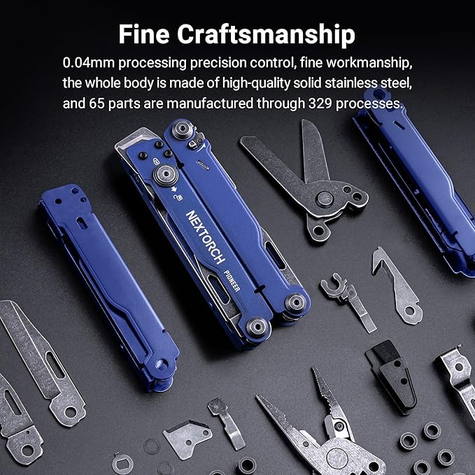 NEXTORCH PIONEER MT20 14-IN-1 Multi-tools Full-Size,Versatile Multi-tool Set with Scissors Needle Nose Pliers Pocket Clip Multi-tool for DIY Home Garden Outdoors Everyday Carry Men Gift Color (BLUE)