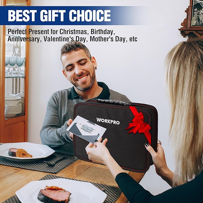 WORKPRO Home Tool Kit, 100 Piece Kitchen Drawer Household Hand Tool Set with Easy Carrying Pouch