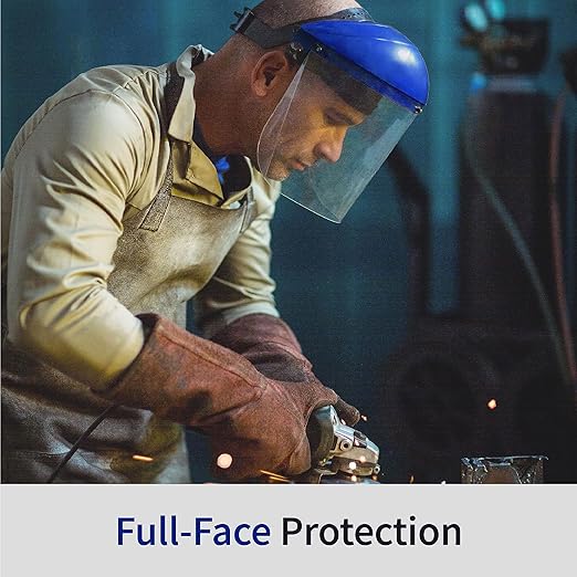 Blue Eagle Full Face Impact Resistant Safety Faceshield (B1BL+FC48) | Clear | Extrusion-Grade Polycarbonate Visor | 1 Set + Replacement Visor