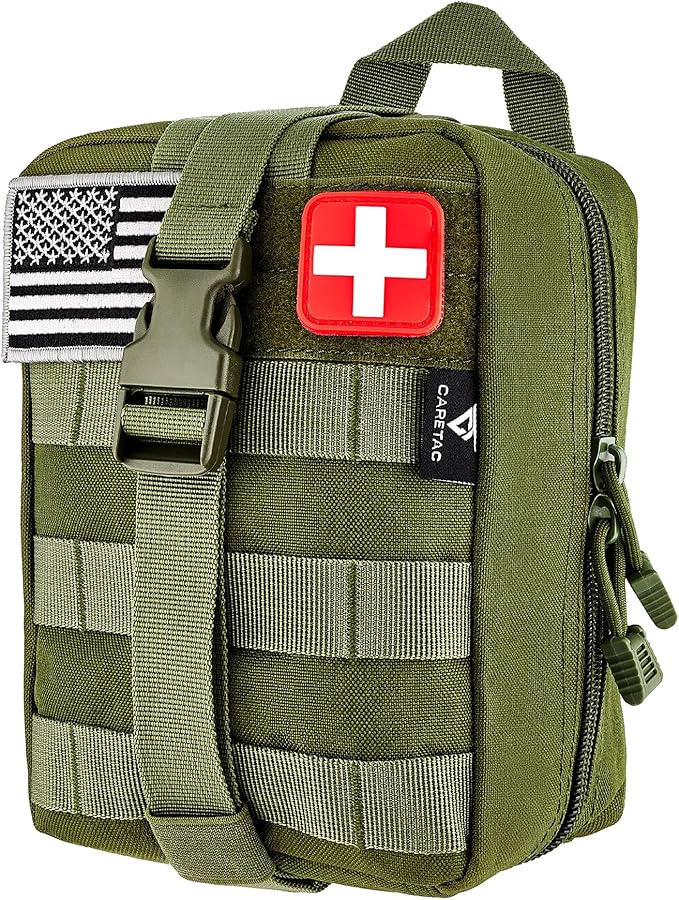 CareTac IFAK Trauma & First Aid Kit with CAT Gen 7 Tourniquet – Military-Grade Tactical Medical Kit Includes Israeli Bandage, Chest Seal, Splint & CPR Mask for Bleed Control, Gunshot Wounds & More