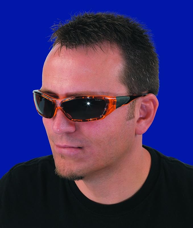 Crews ForceFlex FF137 Safety Glasses Ballisitic Silver Mirror Lens and Translucent Orange Frame Frame, 1 Pair