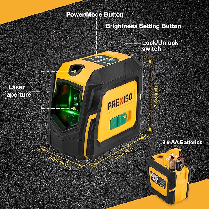 PREXISO Laser Level with Tripod & 2 Plumb Dots - 100 Ft Green Point Laser Level Self Leveling - Plumb Spot Alignment Cross Laser Line Tool for Construction, Ceiling, Floor Tile with Magnetic Base
