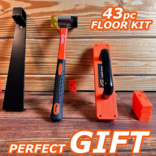43-Piece Laminate Flooring Installation Kit Tapping Block with Handle Heavy Duty Pull Bar, Reinforced Mallet, 40 Spacers, Vinyl Plank & Wood Floor Tools, Flooring Kit for Laminate & Vinyl Planks