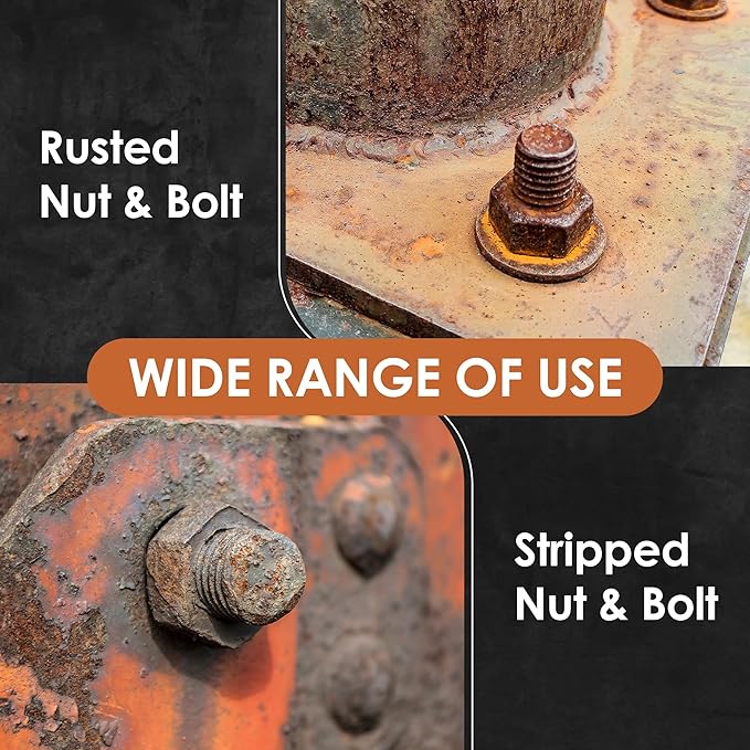 5-Piece Heavy Duty Bolt Extractor Set, 1/2" Drive Impact Lug Nut Remover Tool, Large Size 19-25mm for Removing Stripped, Damaged, Rusted Nuts, Bolts, and Studs