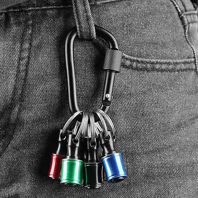 LUEXBOX 1/4 Inch Bit Holder Keychain, Hex Screwdriver Bits Holder Extension Bar, Quick Change Screw Bit Holder for Most Electric, Hand-held Screwdrivers and Drill Bits (A: Multicolored 6pack)