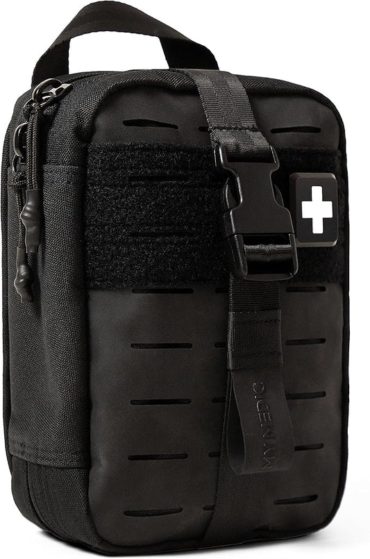 My Medic MyFak Mini First Aid Kit - Small and Lightweight for Camping Hiking and Backpacking - IFAK with 70 Items - HSA/FSA Great for Travel - Black