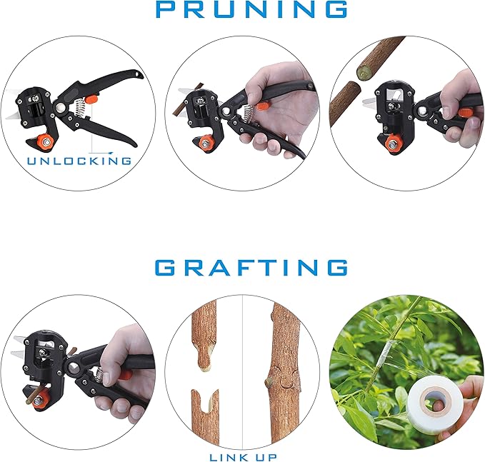 NAYE Garden Grafting Tool,Pruner Kit With Grafting Tapes Tree Tags and Rubber Bands,Plant Branch Twig Vine Fruit Tree Cutting Scissors Shear