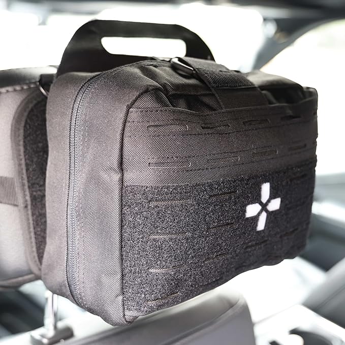 Lightning X Rip-Away Officer's Patrol Tactical Gunshot & Trauma IFAK Kit w/Headrest Mount - Black