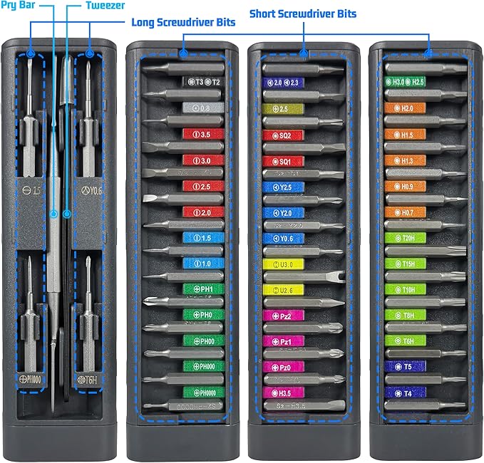 49 in 1 Electronics Precision Screwdriver Set, Professional Magnetic Repair Tool Kit with Stainless Steel Handle and 20 Bits for Computer, PC, iPhone, Laptop, Watch, Xbox, PS5, Ring Doorbell