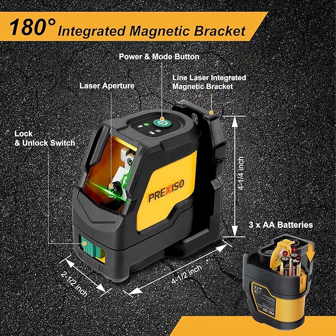 Prexiso Laser Level with Tripod, IP54 Professional 150 Wide Angle - 100Ft Cross Laser Line Tool for Construction, Ceiling Alignment, Floor Tile