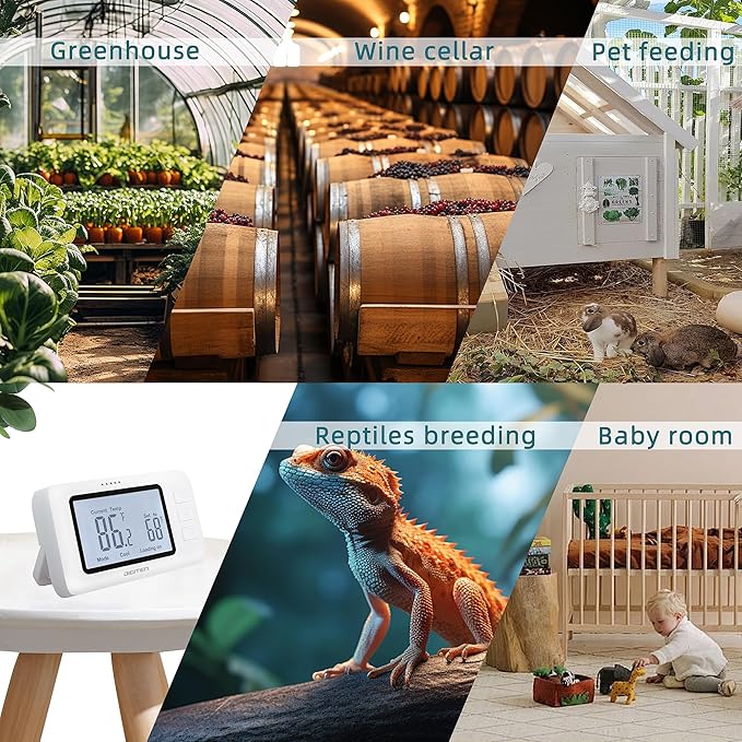 DIGITEN Wireless Thermostat WTC100 Pro Temperature Controller for Cooling & Heating, Remote Controlled Outlet, Easy-to-Use and Programmable Thermostats for Home,Greenhouse