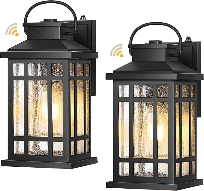Porch Lights Outdoor, 2 Packs Dawn to Dusk Outside Light Fixture, Aluminum Patio Light Fixture with Bubble Glass, Outdoor Sconce Lights for Garden, Exterior Wall Lantern Wall Mount for Garage