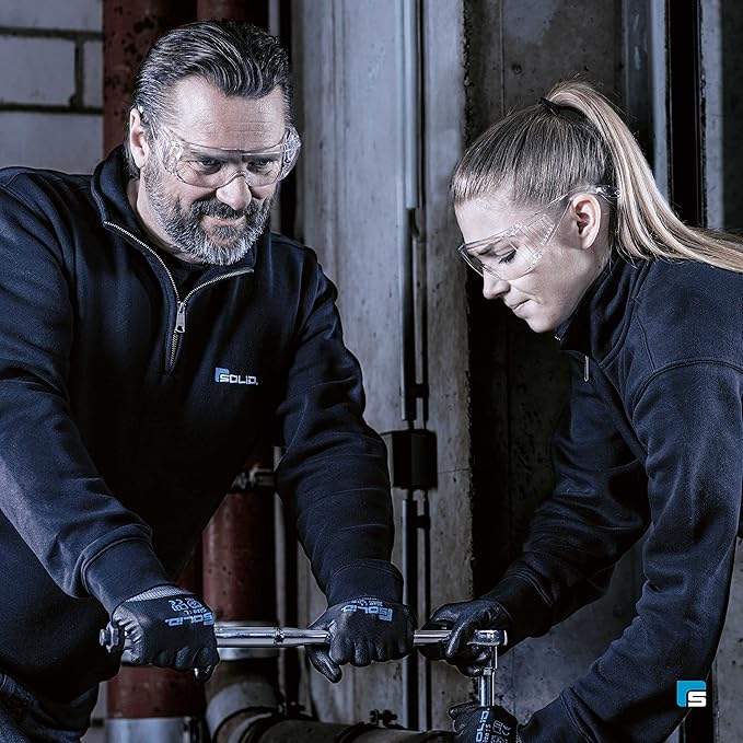 SolidWork Safety Glasses Clear Lens with Side Shields, Anti Fog, Anti Scratch, Anti-Glare, Protective Eyewear for Men & Women