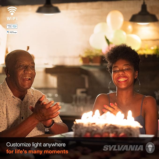 SYLVANIA Wifi LED Smart Light Bulb, 65W Equivalent Dimmable Soft White BR30, Compatible with Alexa and Google Home Only - 4 Pack (75689)