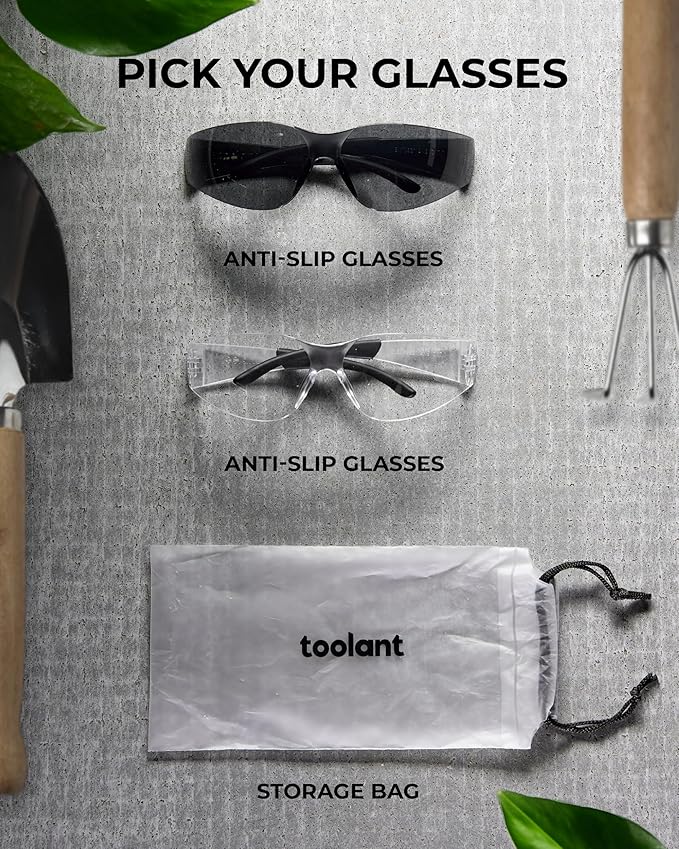 toolant Bulk Clear Safety Glasses with ANSI Z87.1 / UV 400 Standard, Eye Protection for Shooting, Construction and Laboratory