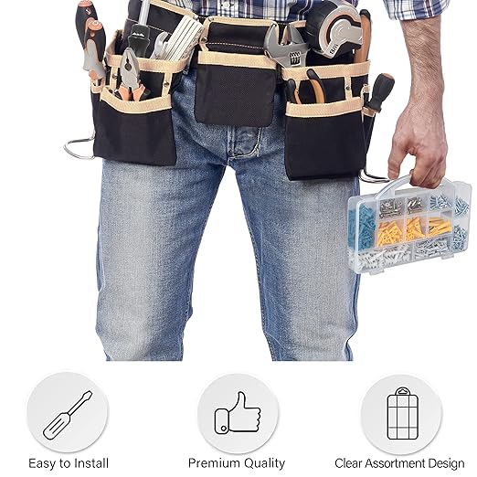 KURUI 510Pcs Wall Hanging Kit with Anchors and Screws, Picture Hanging Kit for Wall Decor Art, Frame, Canvas, Dry Wall Anchors Assortment Kit for Sheetrock Concrete Brick, 6 Sizes Picture Hangers