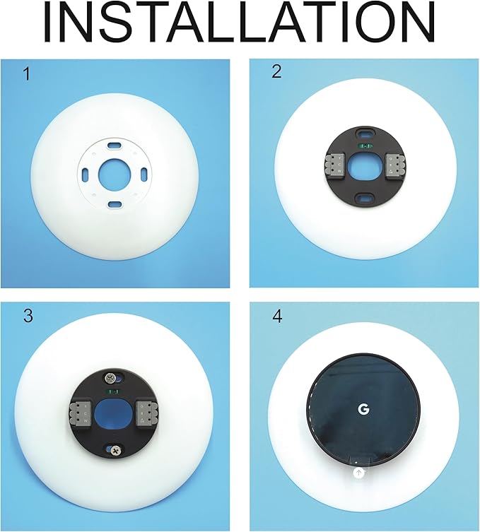 MODERN WAVE - Google Nest Thermostat Wall Plate Imperfections Cover 1-Pack (Round, Grey)