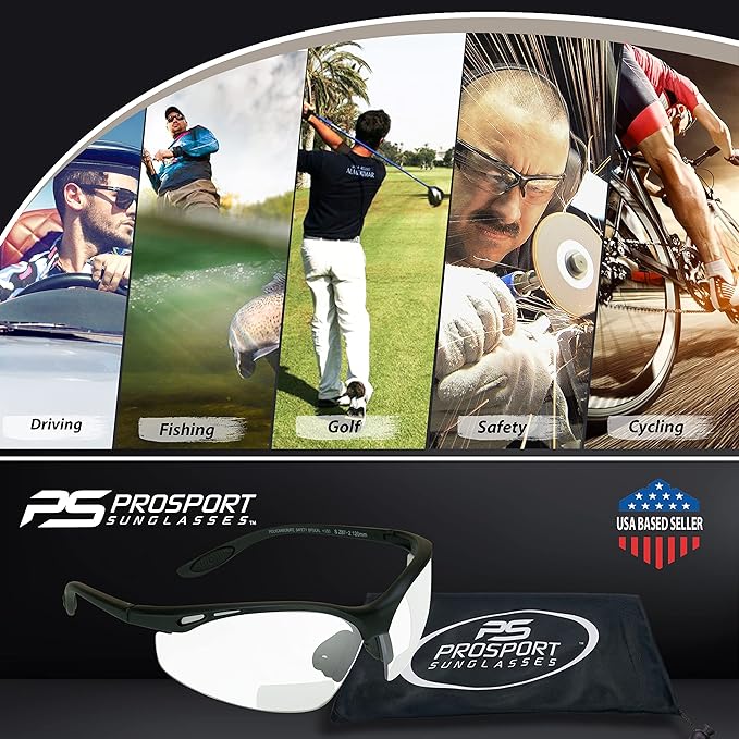 proSPORT Bifocal sunglass Safety Reader Z87 Wrap Around No Slip Grip +1.50 +2.00 +2.50 +3.00