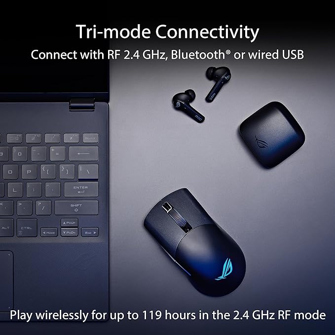 ASUS ROG Keris Wireless Aimpoint Gaming Mouse – Right-Handed Ergonomic, 75g, Tri-Mode Connectivity, 42K DPI, up to 119Hr Battery, PC/Mac Support - Black