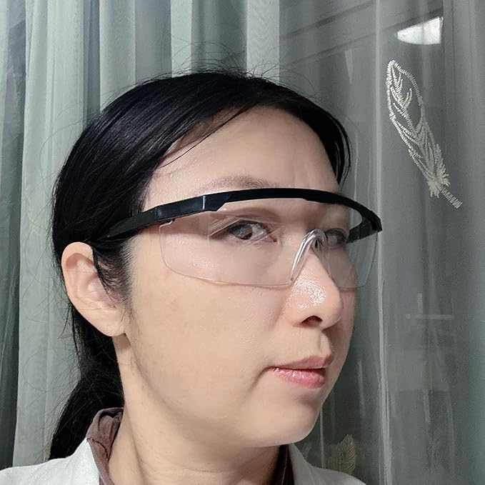 Safety Glasses, Anti-fog, Scratch Resistant Clear Wraparound Lenses and No-Slip Grips, Adjustable, Lab Goggles