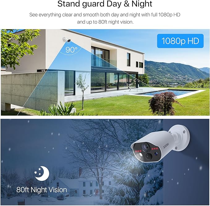 ZOSI 1080P HD-TVI Add On Camera, 2MP 1920TVL Indoor Outdoor Surveillance Home Security Camera with Audio, Night Vision, Smart Motion Detection, IP66 Weatherproof, Only Work 3K Lite CCTV DVR