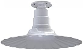 Steel Lighting Co. Eagle Rock Pendant | Ceiling Mounted Light | 16 inch Radial Wave | Flush Mount | Heavy Duty Steel Retro Farmhouse Style Made in America | White Exterior/White Interior