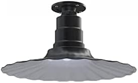 Steel Lighting Co. Eagle Rock Pendant | Ceiling Mounted Light | 16 inch Radial Wave | Flush Mount | Heavy Duty Steel Retro Farmhouse Style Made in America | Matte Black Exterior/White Interior