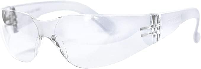 BISON LIFE Clear Lens Clear Temple Safety Glasses | One Size, Adult, Youth, Clear Protective Polycarbonate Lens Clear Temple, Clear, 24 PAIRS