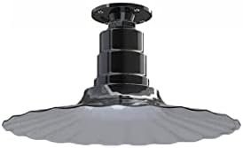 Steel Lighting Co. Eagle Rock Pendant | Ceiling Mounted Light | 16 inch Radial Wave | Flush Mount | Heavy Duty Steel Retro Farmhouse Style Made in America | Black Exterior/White Interior