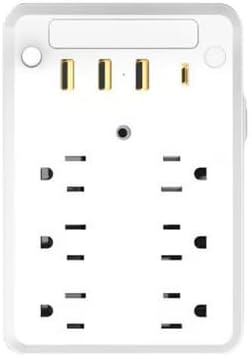 Multi-Plug Outlet with Night Light,6 Outlet Extender with 3 USB Ports,USB Wall Charger for Home, Office, Travel (Without Tray)
