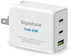 Gigastone 65W USB C Charger GaN Power Pro PPS Multiple Port Intelligent Power Allocation, Compact Foldable Plug Travel, Full Speed GaN Charger MacBook Air/Pro Dell XPS iPad iPhone 16/15 Galaxy S24