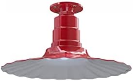 Steel Lighting Co. Eagle Rock Pendant | Ceiling Mounted Light | 16 inch Radial Wave | Flush Mount | Heavy Duty Steel Retro Farmhouse Style Made in America | Red Exterior/White Interior