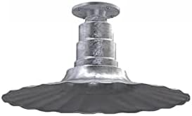 Steel Lighting Co. Eagle Rock Pendant | Ceiling Mounted Light | 16 inch Radial Wave | Flush Mount | Heavy Duty Steel Retro Farmhouse Style Made in America | Galvanized Exterior/Galvanized Interior