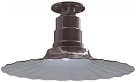 Steel Lighting Co. Eagle Rock Pendant | Ceiling Mounted Light | 16 inch Radial Wave | Flush Mount | Heavy Duty Steel Retro Farmhouse Style Made in America | Dark Bronze Exterior/White Interior