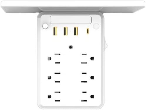 Multi-Plug Outlet with Night Light,6 Outlet Extender with 3 USB Ports,USB Wall Charger for Home, Office, Travel (with Tray)