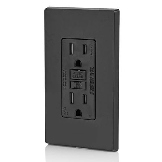 Leviton AFCI Outlet, 15 Amp, Self Test, Tamper-Resistant with LED Indicator Light, Protection from Electrical Fires, AFTR1-E, Black