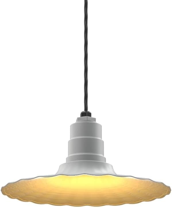 Steel Lighting Co. Eagle Rock Pendant | Ceiling Mounted Light | 16 inch Radial Wave | 4' Black Cord | Heavy Duty Steel Retro Farmhouse Style Made in America | Modern Gray Exterior/Brass Interior