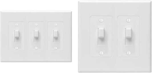 TayMac 2673W 3-Gang and 2672W 2-Gang MASQUE Decorator Covers, Toggle, White