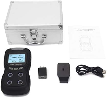 4 in 1 Gas Detector, Rechargeable Portable 4 in 1 Gas Clip 4-Gas Monitor Meter Tester Analyzer Sound Light Shock